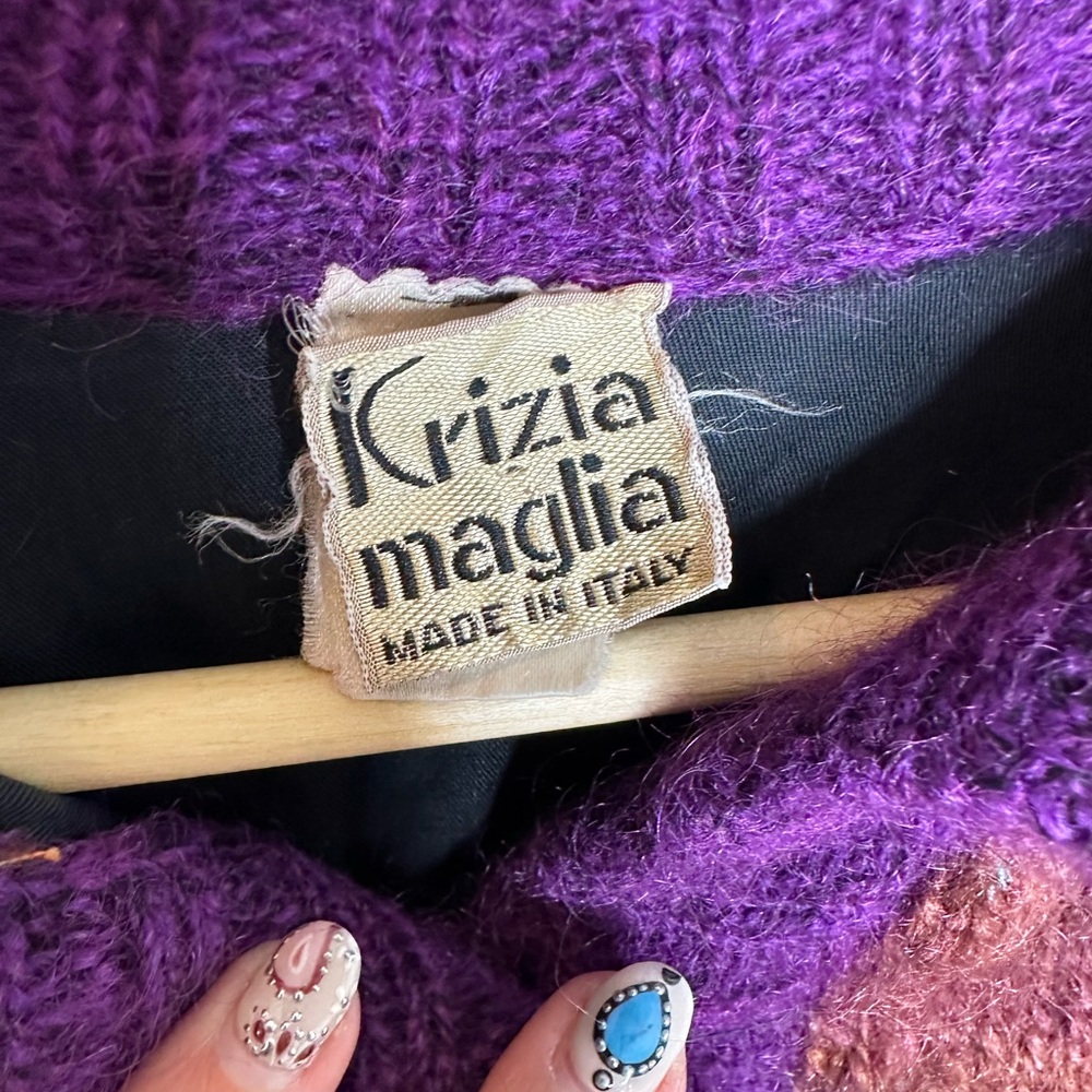 Vintage Krizia Maglia Abstract Mohair Wool Cardigan Made in Italy (Size 38) S/M - Picture 7 of 8
